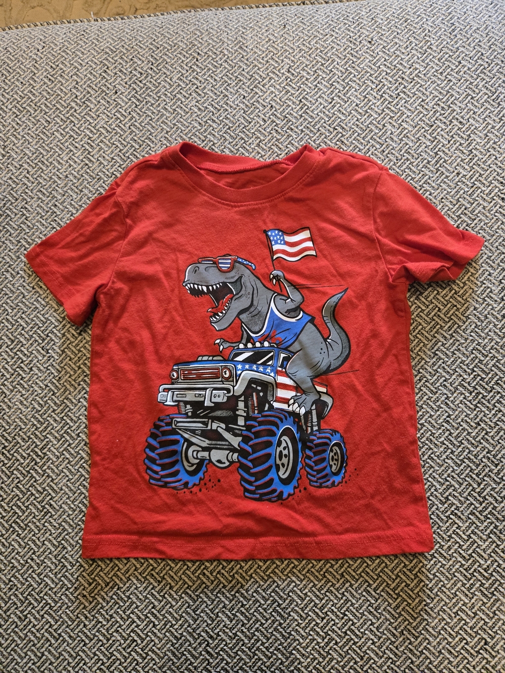 jumping beans Red Kids Graphic Tee with Dino Monster Truck